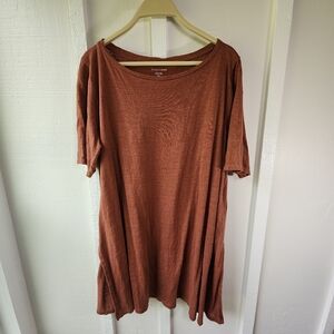Eileen Fisher Clay Organic Linen Bateau Neck Tunic Size Medium